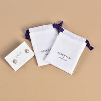 Pochette à bijoux en toile de lin imprimée avec logo personnalisé Pochette cadeau écologique à cordon Petit sac à cordon en coton et lin biologique