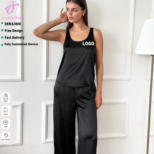 Loveda Vente en gros Ensemble pyjama débardeur et pantalon pour femme, fin, doux, couleur unie, style décontracté et mode, vêtements de détente - Product Image 1