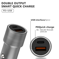 Adaptateur de chargeur de voiture USB C en aluminium 48W, charge rapide, fonction PD, chargeur USB pour allume-cigare, chargeur de téléphone USB C pour voiture