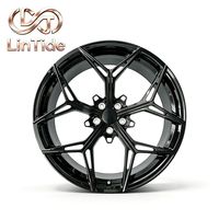 Jantes forgées noires brillantes à cinq branches, concaves, en alliage, pour voitures de sport, tuning et marché secondaire