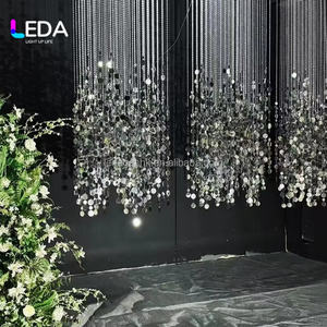 ม่านตกแต่งงานแต่งงาน LEDA หรูหรา ทันสมัย แบบสั่งทำพิเศษ สีเงิน สีทอง ประดับเลื่อม ลูกปัด ระยิบระยับ รูปดาว สำหรับตกแต่งเพดาน ผ้าม่านยาว - Product Image 2