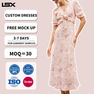 Vestido Elegante con Estampado Digital Midi Personalizado para Mujer, Vestido de Verano Informal Tejido con Estampado Floral, Sin Mangas, Cuello Cuadrado, Línea A, para Chicas - Product Image 2