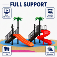 Équipement de terrain de jeux extérieur commercial de haute qualité, toboggan en spirale, balançoire, escalier, rampes, en acier galvanisé pour enfants, OEM pour écoles