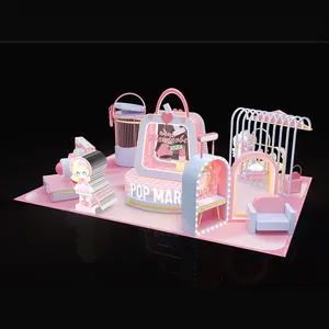 Custom Supermarket Theme Pink Girls Cartoon Luxury Display Decoration For Photograph