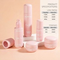 Ensemble d'emballages cosmétiques en verre rose mat givré en forme de capsule, flacon pompe pour sérum et lotion, capacité 100 ml, personnalisation OEM, soyeux