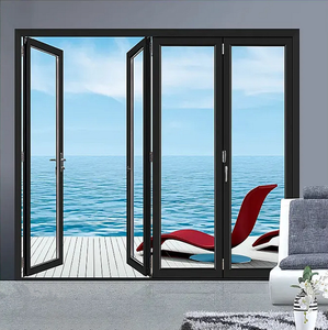 Porte <span class=keywords><strong>coulissante</strong></span> pliante antivol en alliage d'aluminium robuste de la série 70, moderne, pour villa, salon, hôtel, avec verre mobile - Product Image 1