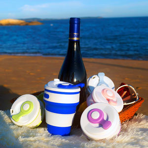 Taza de Viaje de Silicona Libre de BPA, Plegable, 350 ml, Tapa de Empuje y Tracción, Apta para Lavavajillas y Microondas, Taza de Café Unisex - Product Image 1