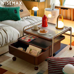 WISEMAX FURNITURE - Ensemble de tables basses rétro vintage <span class=keywords><strong>pour</strong></span> salon, avec plateau <span class=keywords><strong>en</strong></span> <span class=keywords><strong>verre</strong></span> et structure <span class=keywords><strong>en</strong></span> <span class=keywords><strong>bois</strong></span>, <span class=keywords><strong>table</strong></span> basse d'appoint <span class=keywords><strong>pour</strong></span> canapé - Product Image 2