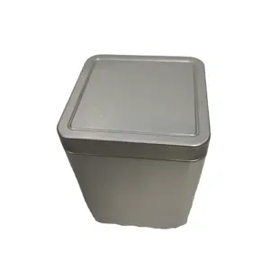 Оптовая продажа, серебряная жестяная коробка, металлическая квадратная коробка для чая, для рассыпного чая