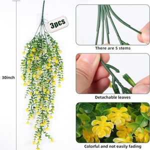Plante Artificielle Suspendue 'Riding The Wind' - Fleurs Jaunes, Feuilles Vertes - Décoration Murale Intérieure/Extérieure - 2,66 Pieds - Product Image 4