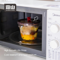 Boîte à lunch en verre borosilicate de haute qualité SHIMOYAMA, compatible micro-ondes, bols en verre pour aliments avec couvercle à boucle d'étanchéité en silicone anti-fuite