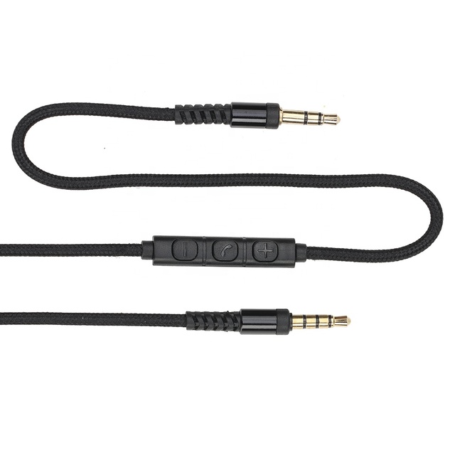 1.2M Nylon 3.5mm Male to Male Aux Audio Cable Stereo Jack Auxiliary Cord With Mic Volume Control for Car Earphone Phone Speaker