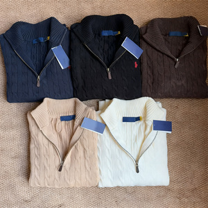 Quý Zip Mens Áo len dệt kim Ralph tiền cũ phong cách cổ điển cổ điển Lauren người đàn ông của cáp Đan Áo len - Product Image 1