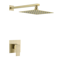 Système de douche encastré pour salle de bain, ensemble de douche mural effet pluie, ensemble de robinetterie de douche carré noir de luxe