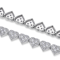 Bracelet fin bijoux en argent Sterling 925 plaqué rhodium rond VVS diamant glacé Moissanite coeur Tennis Bracelet hommes femmes