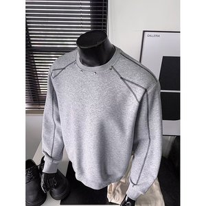 <span class=keywords><strong>Felpa</strong></span> Oversize da Uomo Y2K Techwear 2025 - <span class=keywords><strong>Bianca</strong></span> con Cuciture a Contrasto e Borchie, Stile <span class=keywords><strong>Streetwear</strong></span> Pesante - Product Image 2