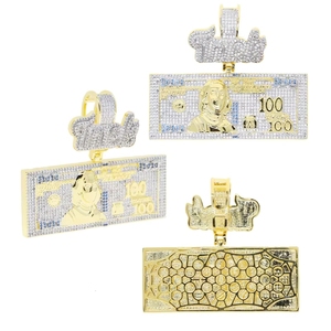 Collar con Colgante de Billete de <span class=keywords><strong>100</strong></span> Dólares con Incrustaciones de Circonitas, Joyería para Hombre, Estilo Urbano, Venta al por Mayor - Product Image 5