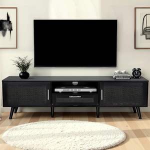 Soporte <span class=keywords><strong>de</strong></span> TV Wenfeng OEM/ODM <span class=keywords><strong>de</strong></span> 59 Pulgadas, Consola <span class=keywords><strong>de</strong></span> TV Hecha a Mano <span class=keywords><strong>de</strong></span> 70 Pulgadas, Puertas Decoradas con Ratán, <span class=keywords><strong>Centro</strong></span> <span class=keywords><strong>de</strong></span> <span class=keywords><strong>Entretenimiento</strong></span> Natural para Sala <span class=keywords><strong>de</strong></span> Estar - Product Image 4