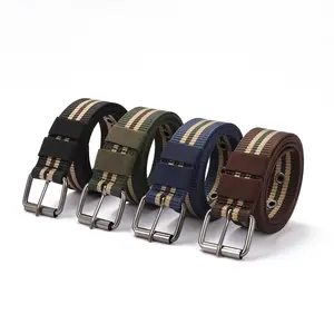 New Outdoor Caminhadas Roller Buckle Webbing Canvas Cintura Cintos Baratos Outdoor Tactical Webbing Faux Nylon Belt Homens