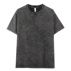 T-shirt personnalisé 260g en stock, délavé et lourd, une base tendance de marque vieillie, un chemisier décontracté rétro à épaules dénudées à manches courtes - Product Image 5