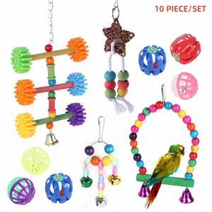 10 parça/takım kuş çiğnemek oyuncaklar Pet kuş kafesi hamak salıncak oyuncak çiğneme oyuncaklar kuşlar için - Product Image 2
