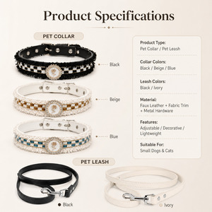 Collier pour <span class=keywords><strong>chien</strong></span> réglable en PU, style princesse rétro, pour chiens de petite, moyenne et grande taille, avec laisse universelle - Product Image 4