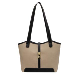 THK Sac à main fourre-tout décontracté à fermeture éclair pour femmes avec couleur contrastante populaire Sac seau de grande capacité Sac à bandoulière - Product Image 2