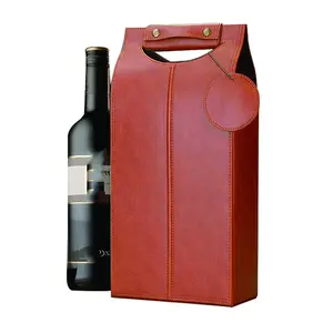 Su geçirmez yalıtımlı şarap Tote çuval bezi deri kolu noel kırmızı şarap taşıyıcı saklama kutusu şişe çantası