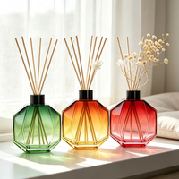 Bouteille diffuseur de parfum d'ambiance en verre dégradé octogonal à facettes de luxe, vide, pour décoration intérieure - Grande Vente