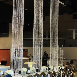 Rèm pha lê cổ điển sang trọng, dài 9ft, trang trí hạt cườm, có vòng kim loại bạc và dây treo, dùng cho đám cưới - Product Image 3