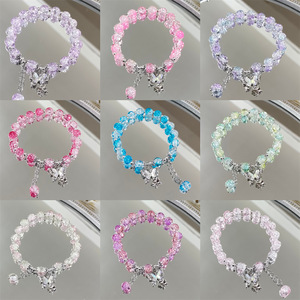 Bracelet en perles de verre colorées pour femmes, dégradé de cristal, papillon de mode réglable, cadeau de couple, bracelets pour filles, vente en gros - Product Image 5