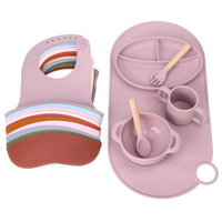 Sous-vêtements écologiques pour bébés, en forme ovale, doux, avec bavoir et bol, set de Table, pour repas, vente en gros,