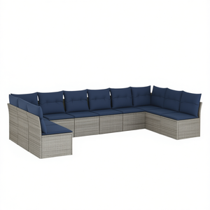 Gray Poly Rattan Patio <b>Sofa</b> <b>Set</b> With Cushions Outdoor Garden <b>Sofa</b> Contemporary Style Furniture - Product Image 1