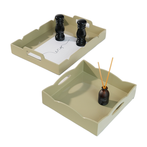 Plateau de service chic en laque, plat décoratif artisanal élégant pour ottoman ou table basse, accessoire de maison moderne et luxueux - Product Image 1