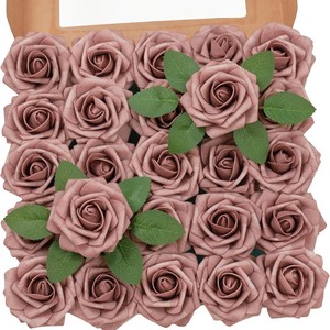 CS Spot Vente en gros 25 pièces Roses artificielles en mousse Couleur violet rouge bleu avec tiges et feuilles pour décorations de mariage Saint-Valentin Nouveau cadeau - Product Image 6