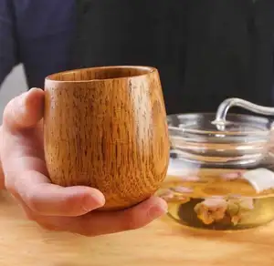 Tasse à thé en bois de bambou avec Logo personnalisé, 150ml, tasse à café en bois massif de Style chinois, tasses à eau