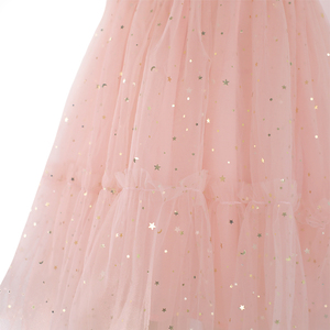 Vestido de tirantes de tul de doble capa con purpurina de estrellas doradas rosa claro <span class=keywords><strong>para</strong></span> niñas, con lazo, transpirable, hasta la rodilla, informal, <span class=keywords><strong>para</strong></span> fiesta, ODM, verano - Product Image 4
