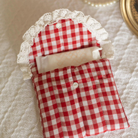 Pochette à bijoux matelassée en dentelle florale vintage de haute qualité, mini sac organisateur en coton à carreaux pour bagues, boucles d'oreilles et colliers