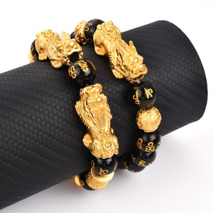 <span class=keywords><strong>Bracelet</strong></span> de richesse Feng Shui en <span class=keywords><strong>obsidienne</strong></span> noire, bijoux en or F430, best-seller, pierre naturelle <span class=keywords><strong>Pixiu</strong></span> pour hommes - Product Image 3