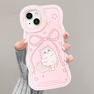 Coque de téléphone portable en TPU à bords ondulés avec double support invisible et motif chat nœud papillon pour <span class=keywords><strong>iPhone</strong></span> 11 <span class=keywords><strong>12</strong></span> 13 14 15 16 17 Pro Max - Product Image 2