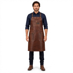 Tablier de soudeur en cuir véritable robuste pour homme, en cuir de vachette pleine fleur, tablier de travail de forgeron, résistant aux flammes, sangles réglables, porte-outils - Product Image 1