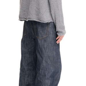 กางเกงยีนส์เดนิมญี่ปุ่นแบบซักได้ เอวสูง ทรงวินเทจ สตรีทแวร์ ขากว้าง สีน้ำเงินอินดิโก้ สำหรับผู้ชาย ซักสีเข้ม - Product Image 3