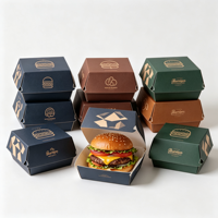 Boîtes à hamburgers carrées en carton recyclables haut de gamme écologiques jetables