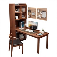 Bureau d'angle en bois massif avec bibliothèque intégrée, bureau d'étude moderne et minimaliste pour chambre à coucher, bureau d'ordinateur à domicile FJX9000