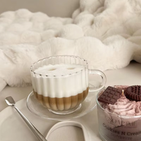 Lot de tasses à café en verre borosilicate haut de gamme, motif martelé dépoli, avec poignée, grande capacité, isothermes et anti-fuite, pour la vente en gros