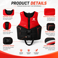 Gilet de flottabilité en néoprène 50N pour jet ski, wakeboard, kayak, navigation, fermeture éclair réglable, gilet de sports nautiques