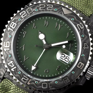 Reloj de Lujo para Hombre, Ultraligero, Personalizado, con Fibra de Carbono, Patrón de Meteorito, Esfera de Cristal de Zafiro, Números Arábigos Verdes, Alta Calidad, Edición Limitada - Product Image 2
