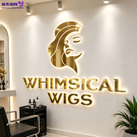 Enseigne murale LED 3D personnalisée, enseigne commerciale rétroéclairée en métal miroir pour la décoration de salons de beauté et de barbiers