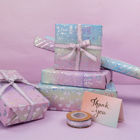 Papier d'emballage DAMAI violet pour fête de la Saint-Valentin, thème sirène sous la mer, à rayures florales, en papier couché, cadeau d'anniversaire pour filles