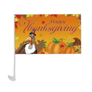 Happy Thanksgiving Car Window <b>Flag</b> 30x45CM with 45CM Plastic <b>Pole</b> Display Accessory - Product Image 1